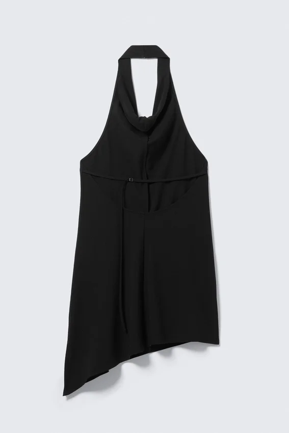 Draped Halter Cowl Neck Midi Dress – Black Draped Halter Cowl Neck Midi Dress – Black