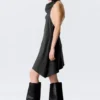 Draped Halter Cowl Neck Midi Dress – Striped Dark Grey Draped Halter Cowl Neck Midi Dress – Striped Dark Grey