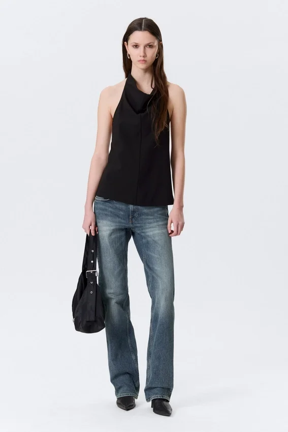 Draped Halter Cowl-Neck Top – Black Draped Halter Cowl-Neck Top – Black