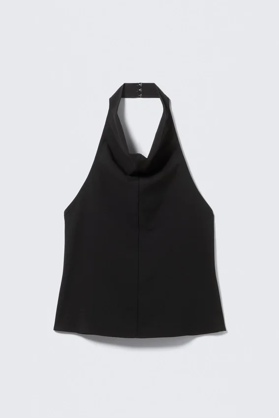 Draped Halter Cowl-Neck Top – Black Draped Halter Cowl-Neck Top – Black