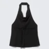 Draped Halter Cowl-Neck Top – Black Draped Halter Cowl-Neck Top – Black