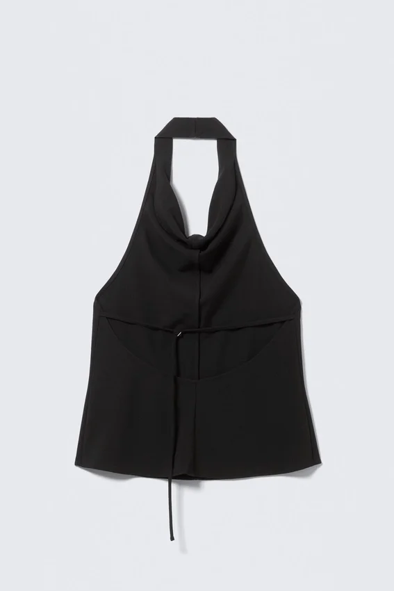 Draped Halter Cowl-Neck Top – Black Draped Halter Cowl-Neck Top – Black