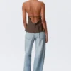 Draped Halter Cowl-Neck Top – Striped Brown Draped Halter Cowl-Neck Top – Striped Brown