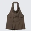 Draped Halter Cowl-Neck Top – Striped Brown Draped Halter Cowl-Neck Top – Striped Brown