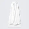 Draped Halter Jersey Top – White Draped Halter Jersey Top – White