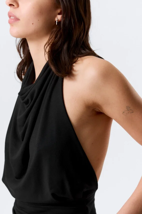 Draped Halter Top – Black Draped Halter Top – Black