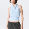 Draped Halter Top – Light Blue Draped Halter Top – Light Blue