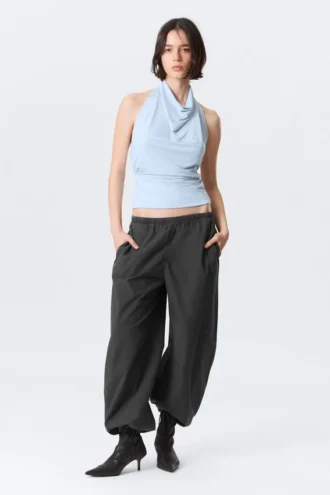 Draped Halter Top – Light Blue