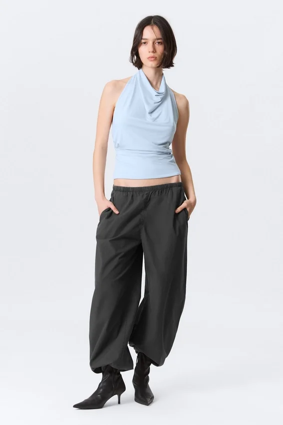 Draped Halter Top – Light Blue Draped Halter Top – Light Blue