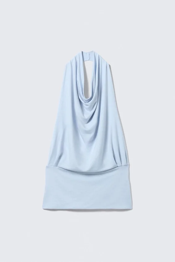 Draped Halter Top – Light Blue Draped Halter Top – Light Blue