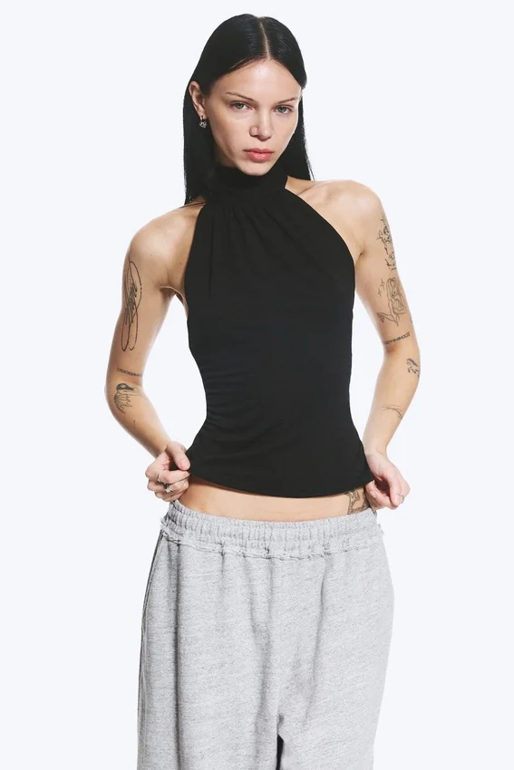 Draped Halterneck Top – Black Draped Halterneck Top – Black