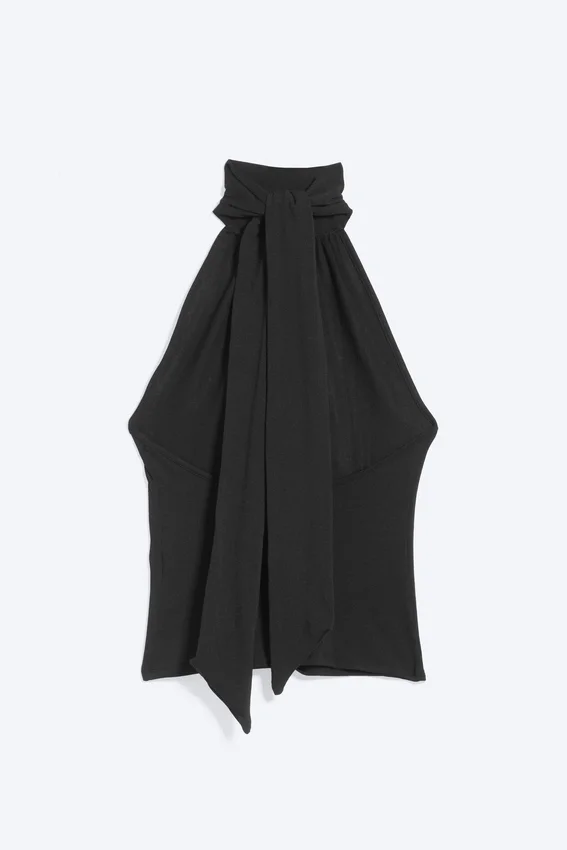 Draped Halterneck Top – Black Draped Halterneck Top – Black