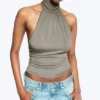 Draped Halterneck Top – Dusty Mole Draped Halterneck Top – Dusty Mole