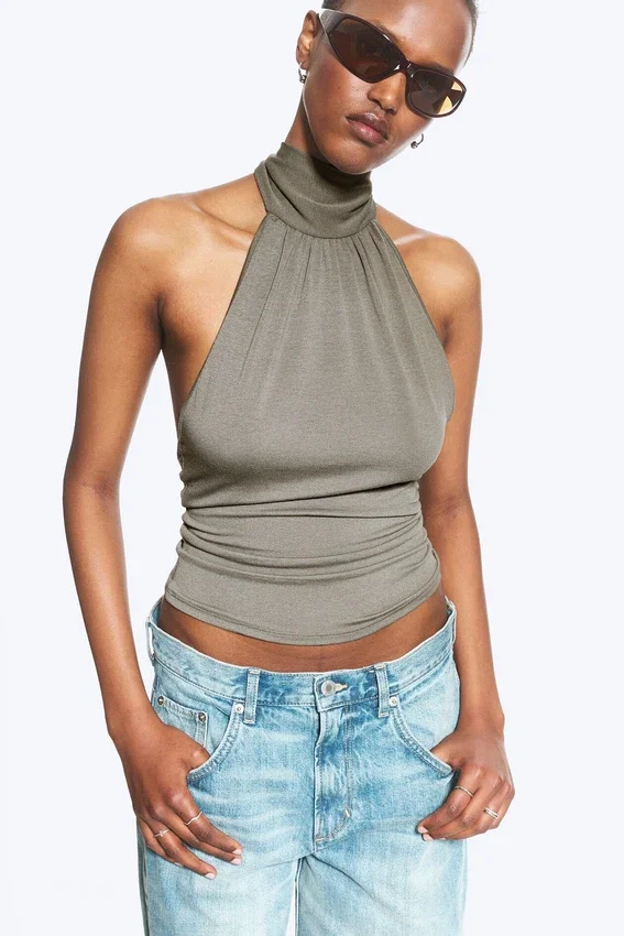 Draped Halterneck Top – Dusty Mole Draped Halterneck Top – Dusty Mole