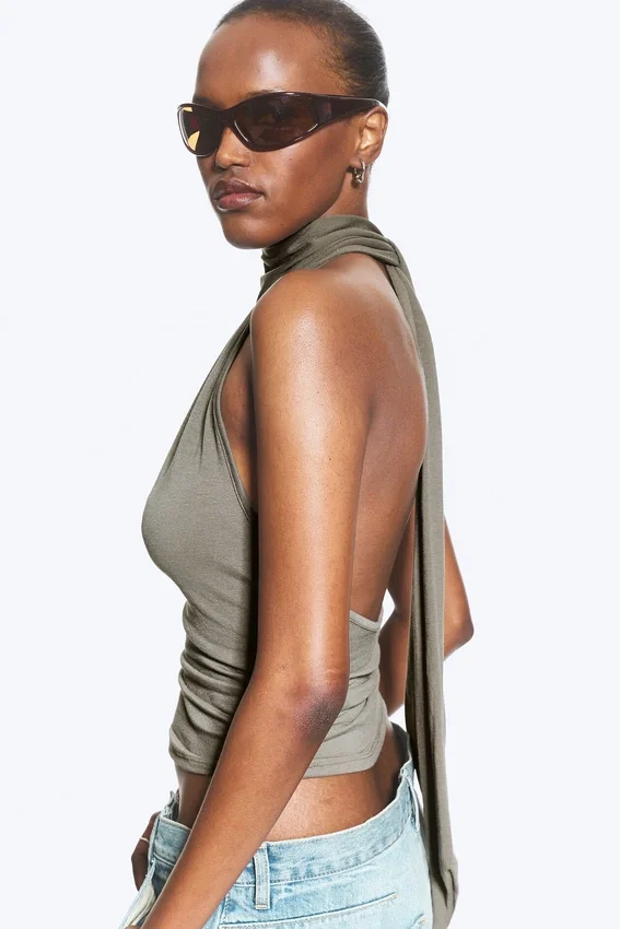 Draped Halterneck Top – Dusty Mole Draped Halterneck Top – Dusty Mole
