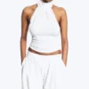 Draped Halterneck Top – White Draped Halterneck Top – White