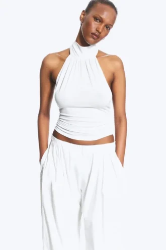 Draped Halterneck Top – White