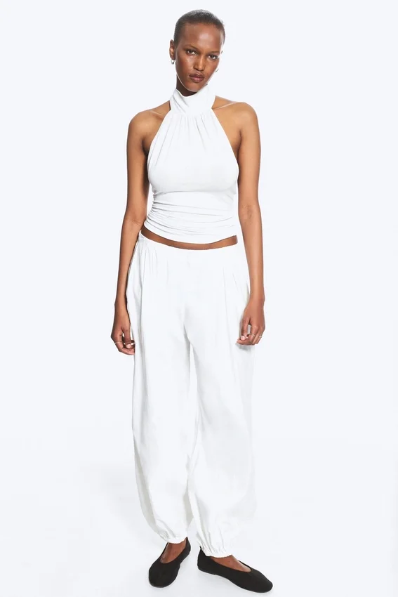 Draped Halterneck Top – White Draped Halterneck Top – White