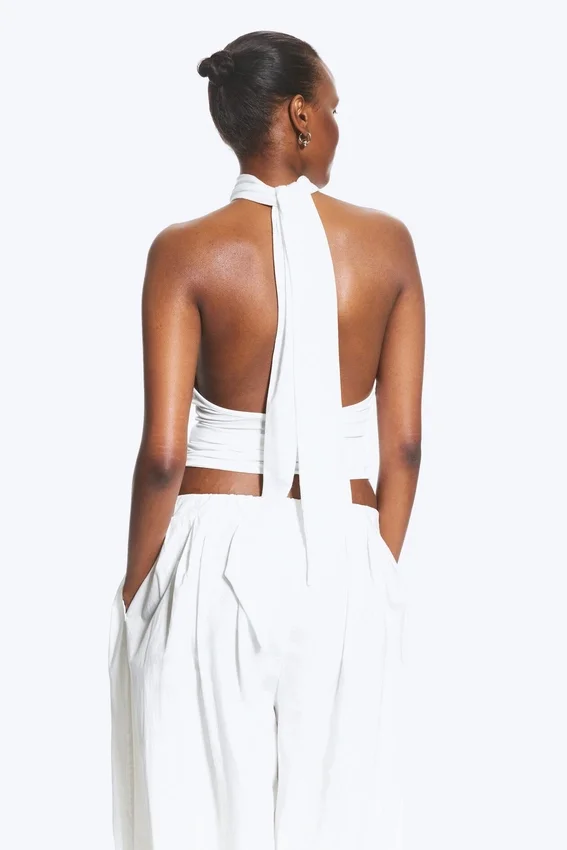 Draped Halterneck Top – White Draped Halterneck Top – White