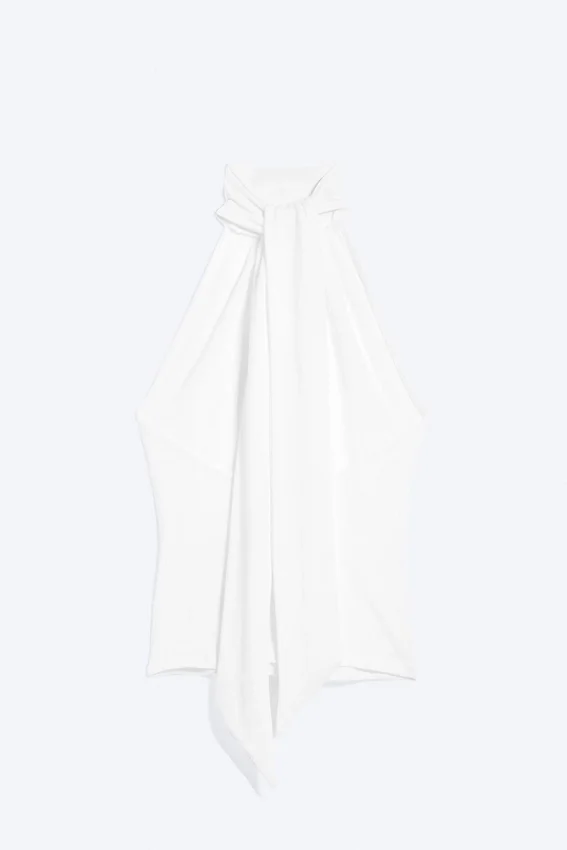 Draped Halterneck Top – White Draped Halterneck Top – White