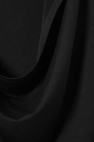 Draped Hooded Sleeveless Lyocell Top – Black