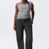 Draped Hooded Sleeveless Lyocell Top – Grey Melange Draped Hooded Sleeveless Lyocell Top – Grey Melange