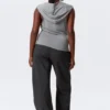 Draped Hooded Sleeveless Lyocell Top – Grey Melange Draped Hooded Sleeveless Lyocell Top – Grey Melange