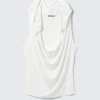 Draped Hooded Sleeveless Lyocell Top – White Draped Hooded Sleeveless Lyocell Top – White