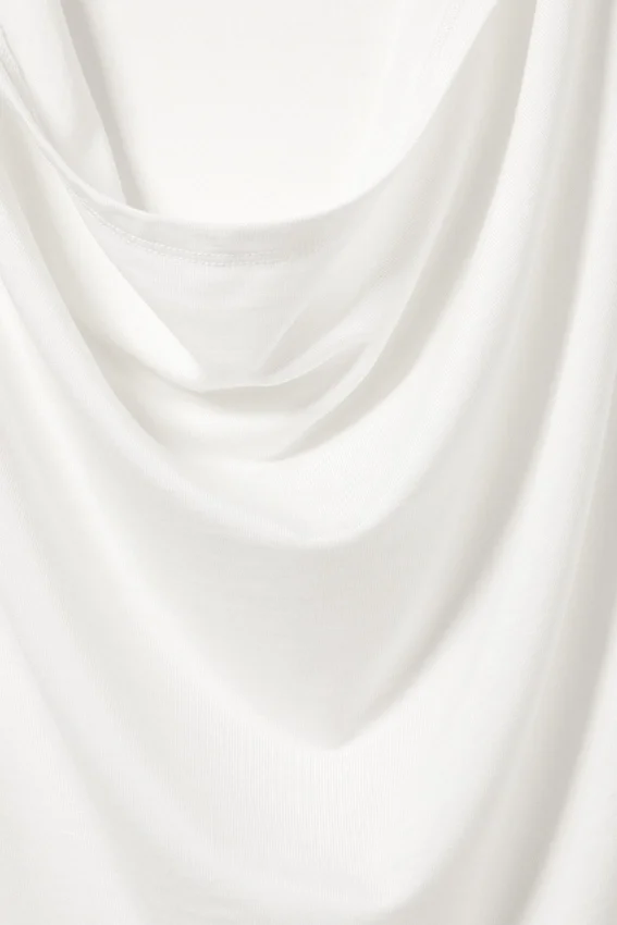 Draped Hooded Sleeveless Lyocell Top – White Draped Hooded Sleeveless Lyocell Top – White