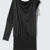 Draped Jersey One-Sleeved Dress – Black Draped Jersey One-Sleeved Dress – Black