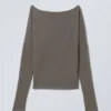 Draped Long-Sleeved Lyocell Top – Dark Mole Draped Long-Sleeved Lyocell Top – Dark Mole