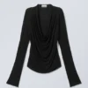 Draped Long-Sleeved Top – Black Draped Long-Sleeved Top – Black