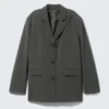Draped Suiting Blazer – Dark Grey Melange Draped Suiting Blazer – Dark Grey Melange