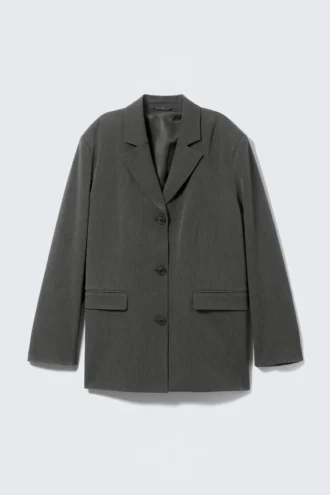 Draped Suiting Blazer – Dark Grey Melange