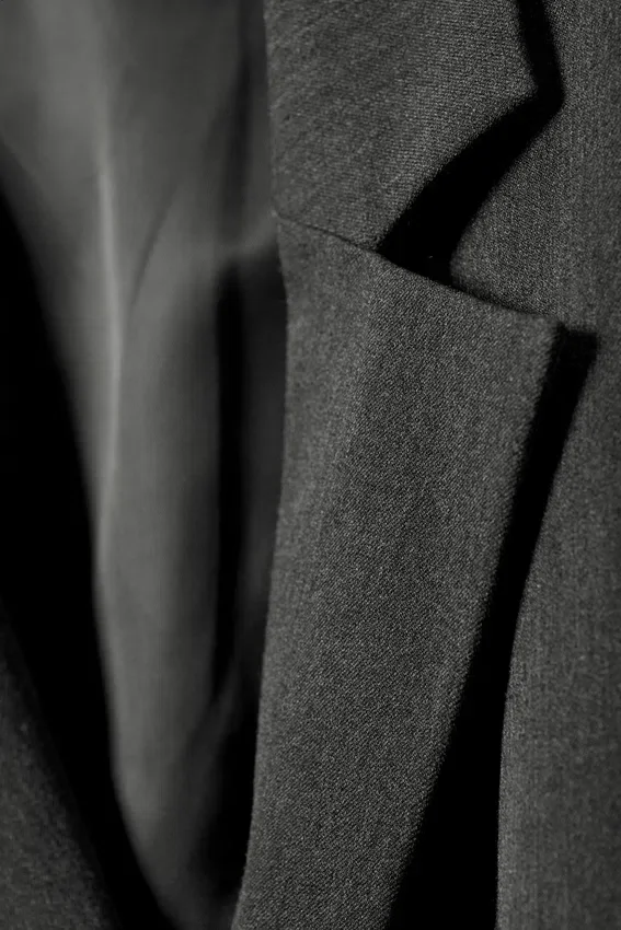 Draped Suiting Blazer – Dark Grey Melange Draped Suiting Blazer – Dark Grey Melange