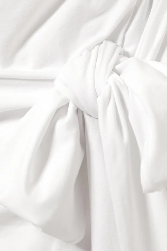 Draped Tie-Front Mini Dress – White Draped Tie-Front Mini Dress – White