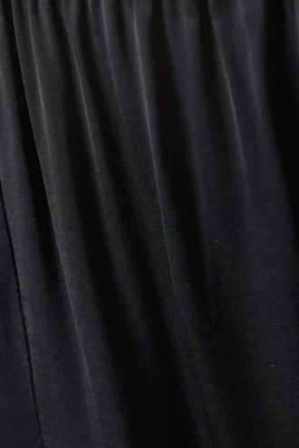 Draped Wide-Leg Satin Trousers – Dark Grey