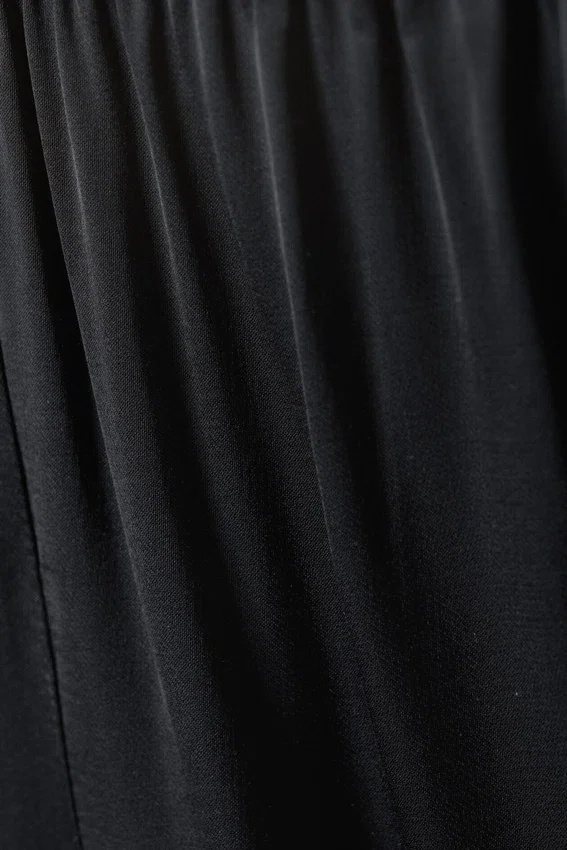 Draped Wide-Leg Satin Trousers – Dark Grey Draped Wide-Leg Satin Trousers – Dark Grey