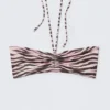 Drawstring Bandeau Halter Bikini Top – Pink – Tiger Stripes Drawstring Bandeau Halter Bikini Top – Pink – Tiger Stripes