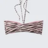 Drawstring Bandeau Halter Bikini Top – Pink – Tiger Stripes Drawstring Bandeau Halter Bikini Top – Pink – Tiger Stripes