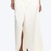 Drawstring Cotton Canvas Maxi Skirt – White Drawstring Cotton Canvas Maxi Skirt – White