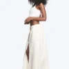 Drawstring Cotton Canvas Maxi Skirt – White Drawstring Cotton Canvas Maxi Skirt – White