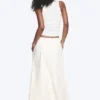 Drawstring Cotton Canvas Maxi Skirt – White Drawstring Cotton Canvas Maxi Skirt – White