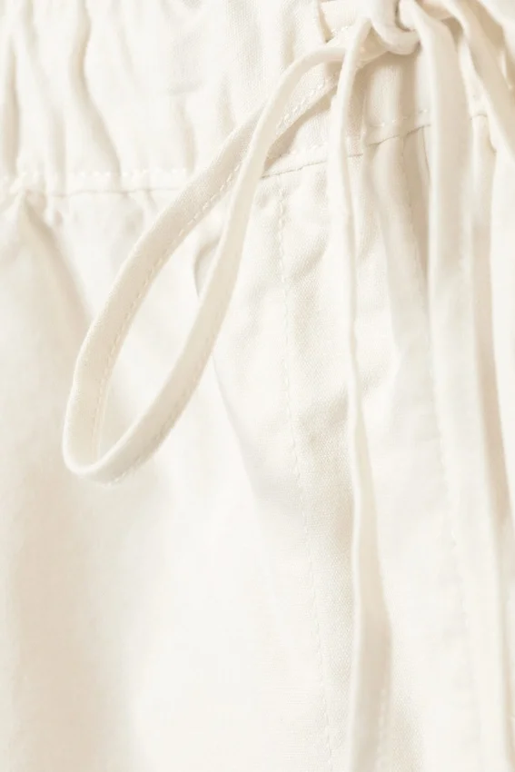 Drawstring Cotton Canvas Maxi Skirt – White Drawstring Cotton Canvas Maxi Skirt – White