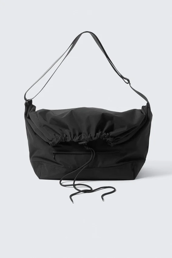 Drawstring Crossbody Bag – Black Drawstring Crossbody Bag – Black