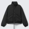 Drawstring Nylon Puffer Jacket – Black Drawstring Nylon Puffer Jacket – Black