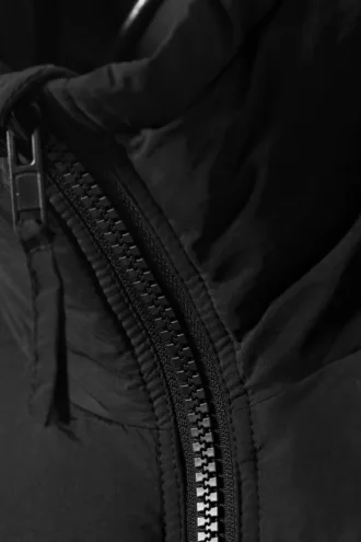 Drawstring Nylon Puffer Jacket – Black