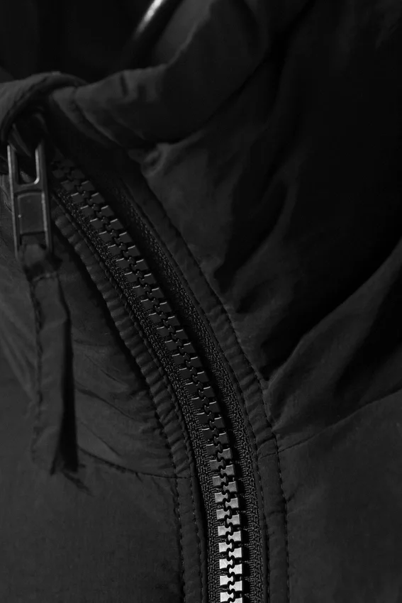 Drawstring Nylon Puffer Jacket – Black Drawstring Nylon Puffer Jacket – Black