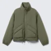Drawstring Nylon Puffer Jacket – Sage Green Drawstring Nylon Puffer Jacket – Sage Green