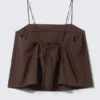 Drawstring Poplin Strap Top – Dark Brown Drawstring Poplin Strap Top – Dark Brown